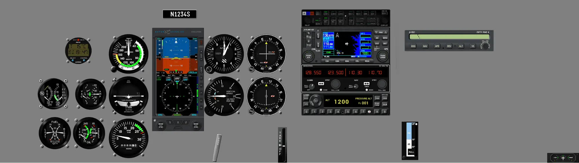 Instrument panel Cessna 172 - Aspen E5, GNS430W, STEC 55