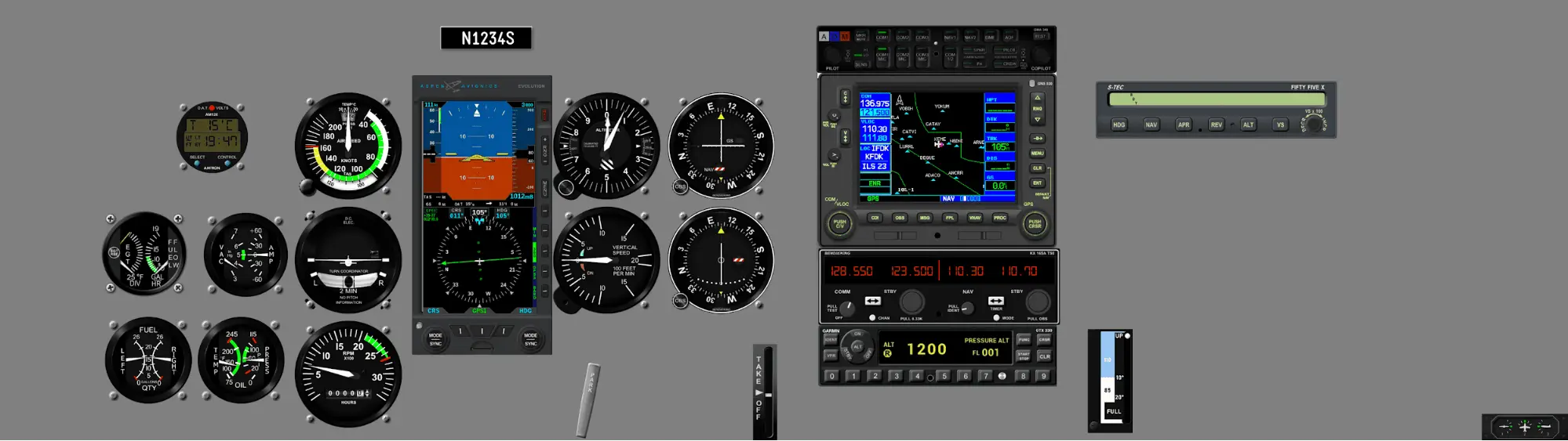 Instrument panel Cessna 172 - Aspen E5, GNS530W, STEC 55