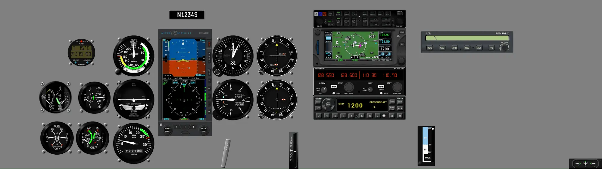 Instrument panel Cessna 172 - Aspen E5, GTN650, STEC 55