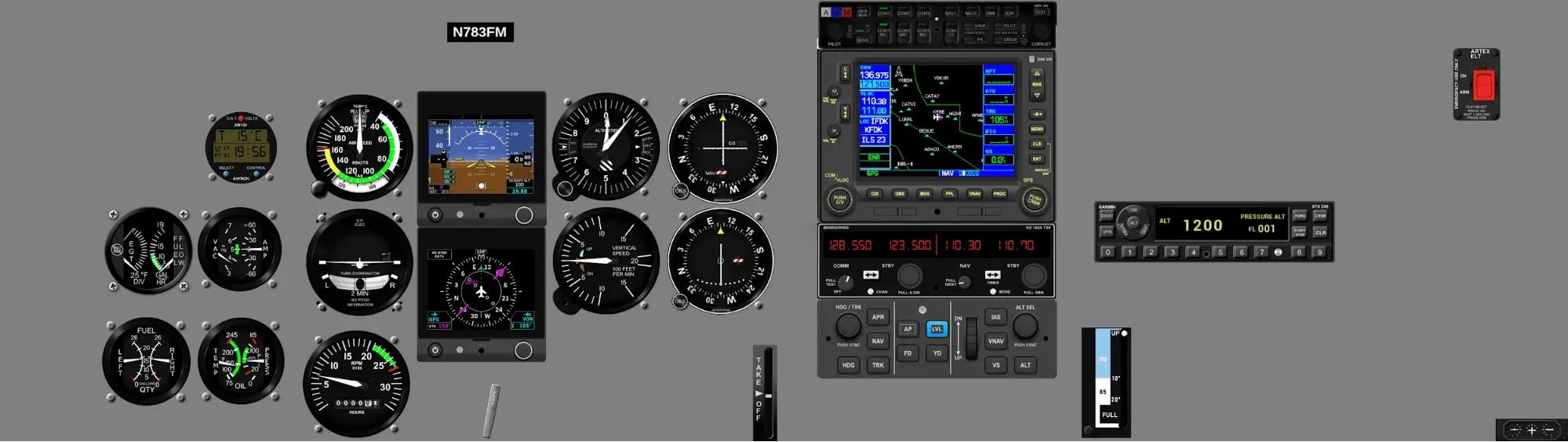 Instrument panel Cessna 172 - G5, GNS530W, GFC500