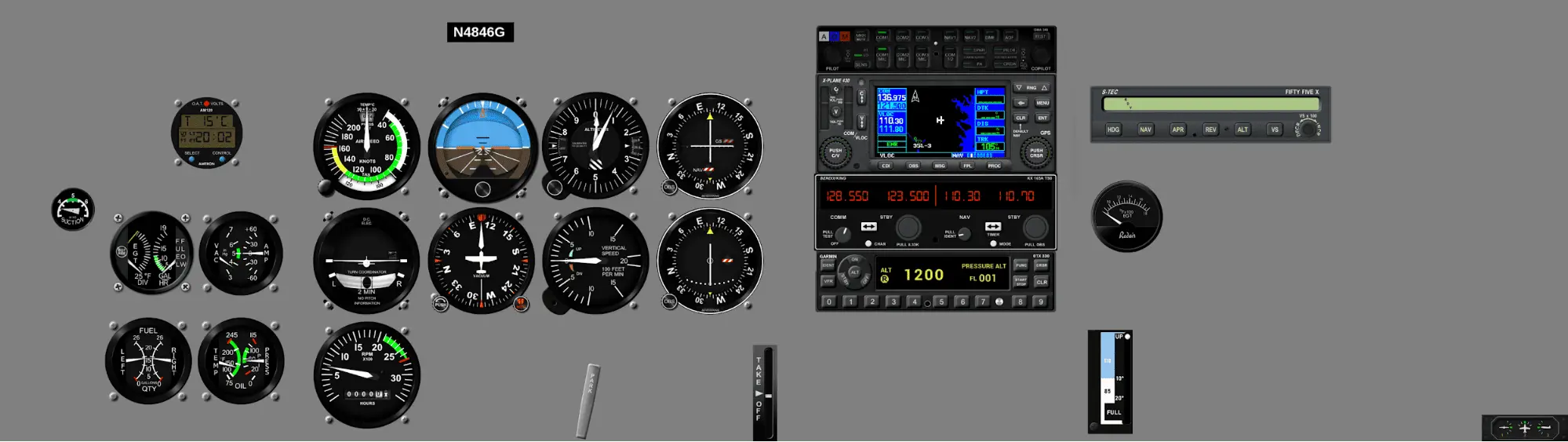 Instrument panel Cessna 172 - Round Dial, GNS430W, STEC 55