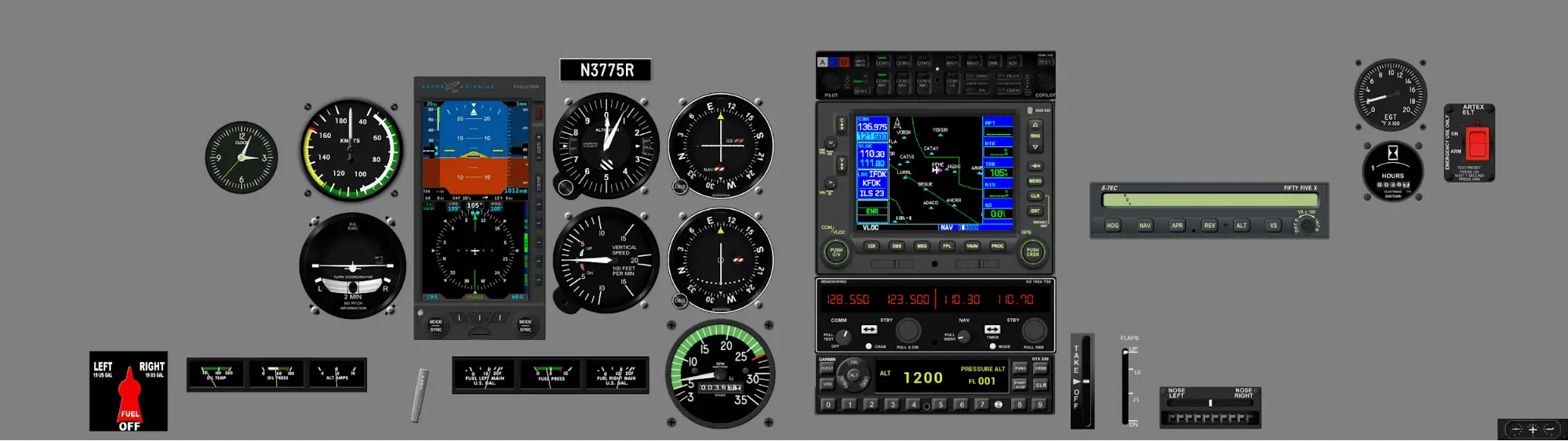 Instrument panel PA-28-161 - Aspen E5, GNS530W, STEC 55