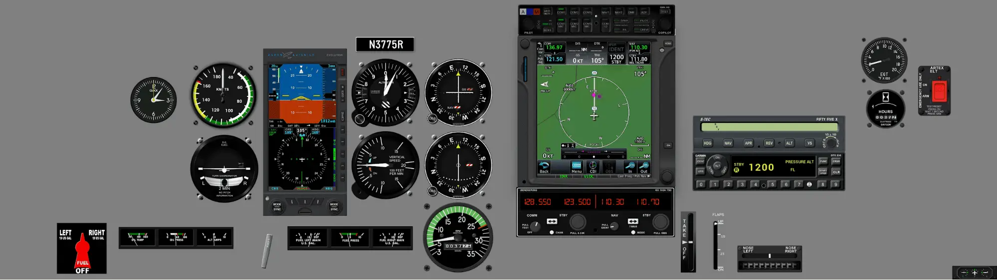Instrument panel PA-28-161 - Aspen E5, GTN750, STEC 55