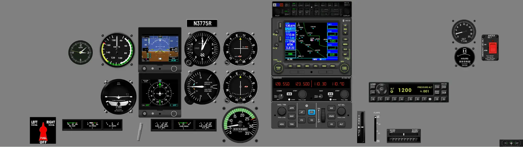 Instrument panel PA-28-161 - G5, GNS530W, GFC500