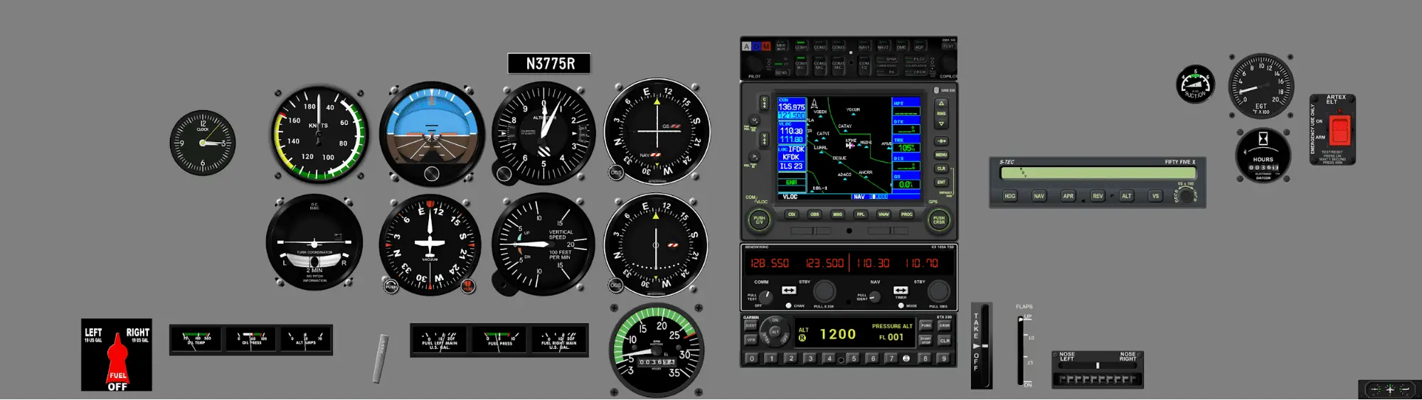 Instrument panel PA-28-161 - Round Dial, GNS530W, STEC 55