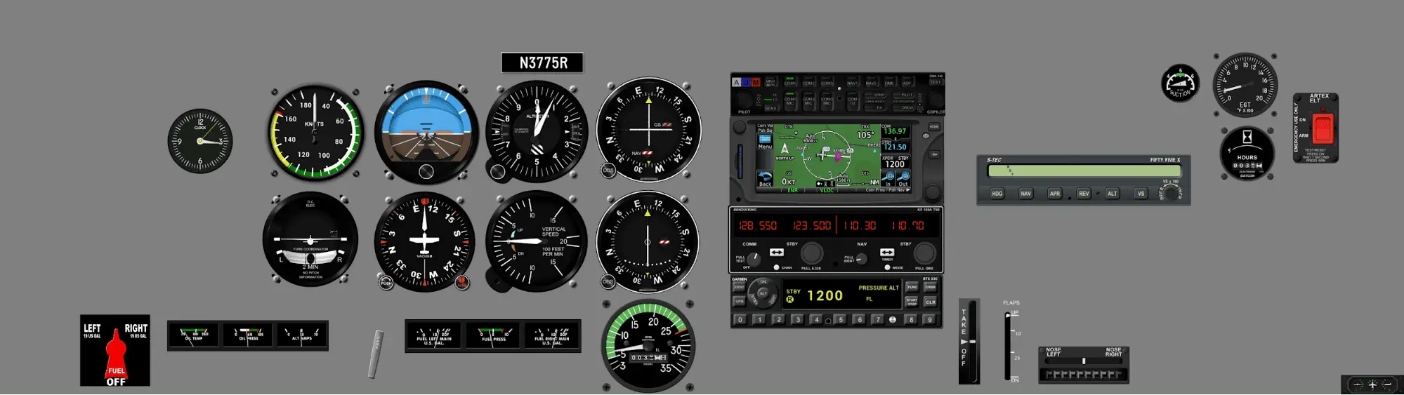 Instrument panel PA-28-161 - Round Dial, GTN650, STEC 55
