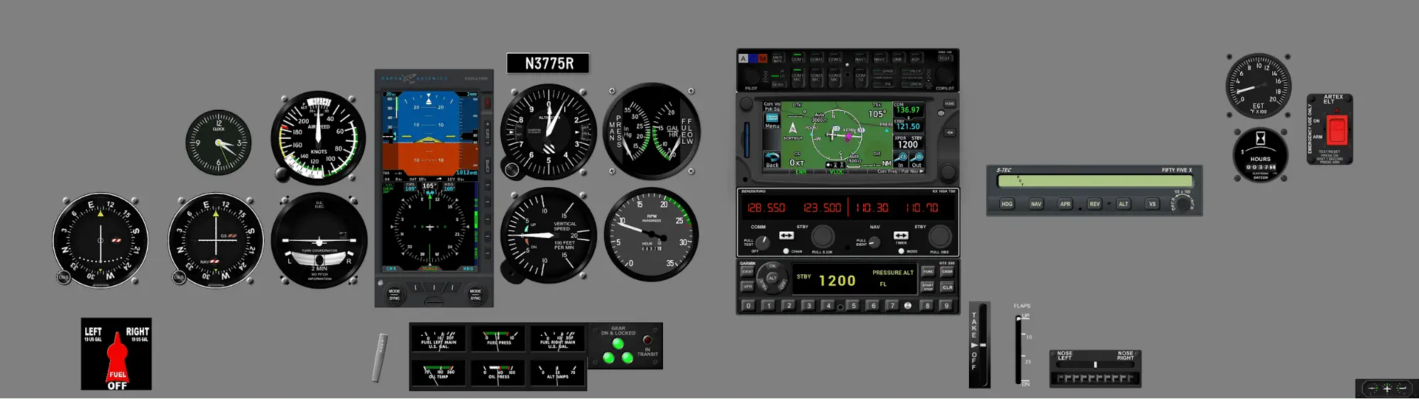 Instrument panel PA-28R-201 - Aspen E5, GTN650, STEC 55