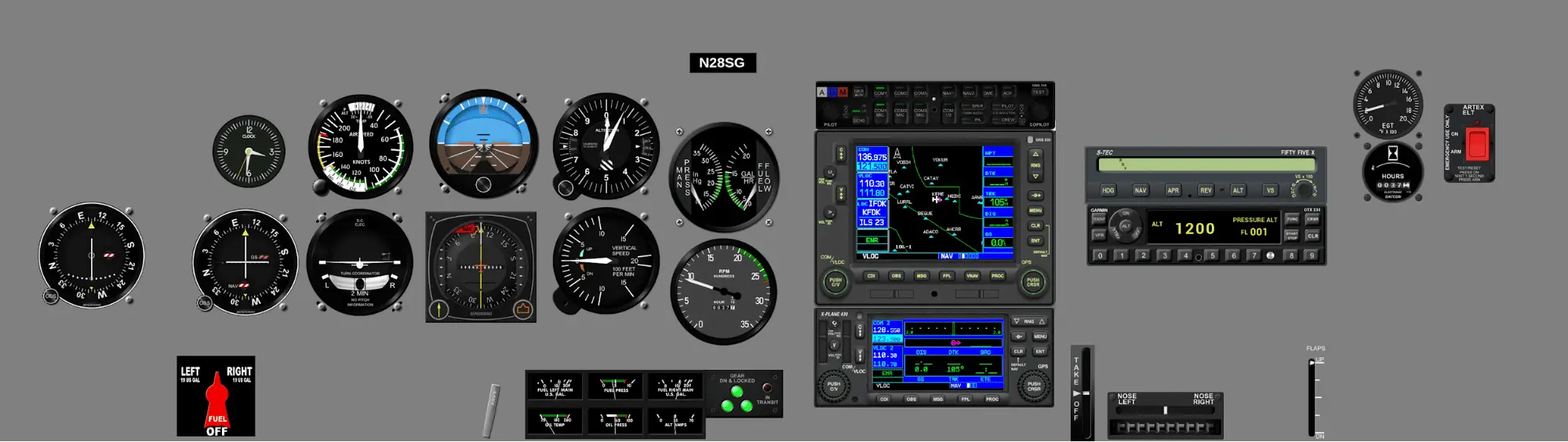 Instrument panel PA-28R-201 - Round Dial, GNS530W, STEC 55
