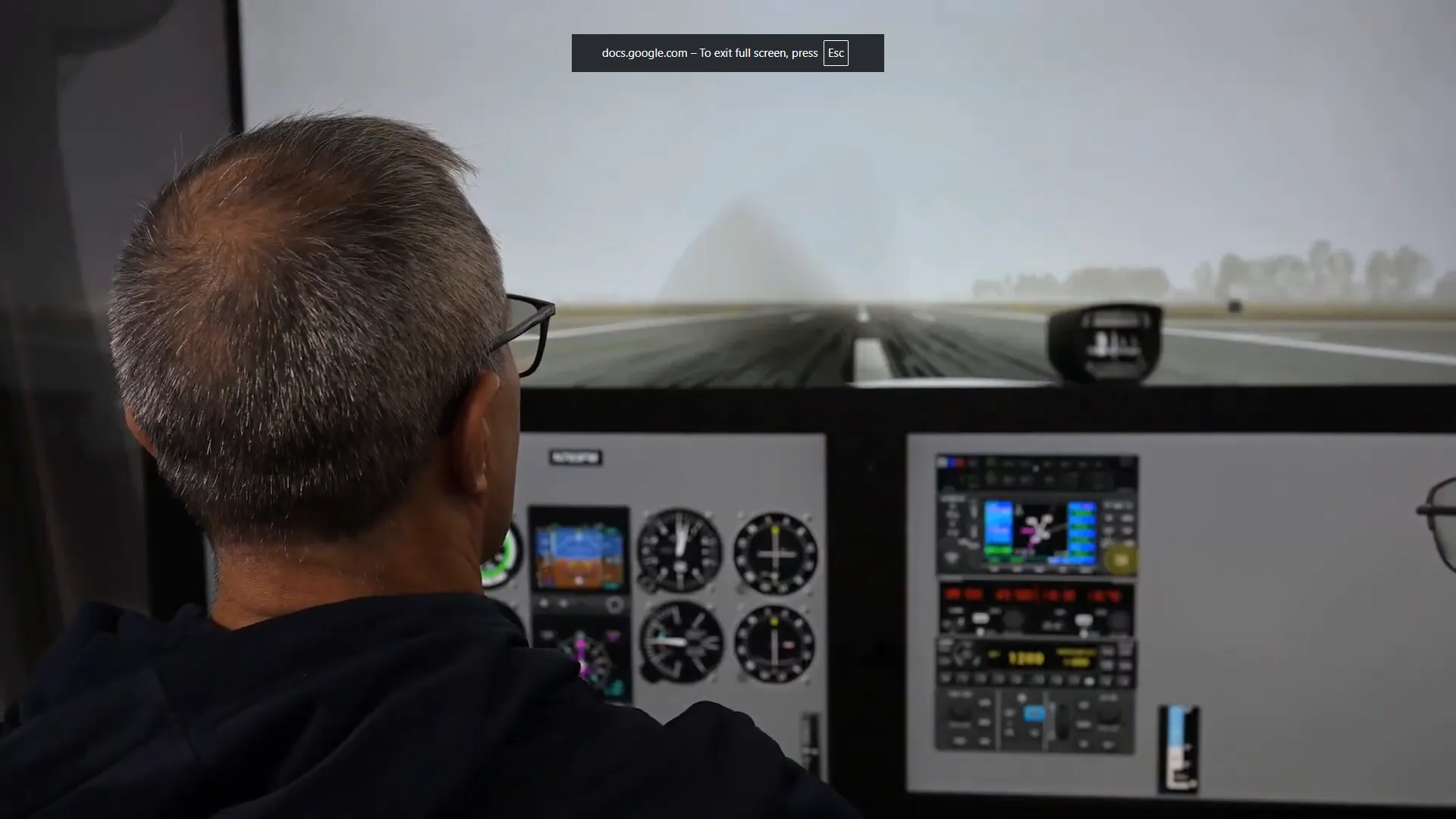 Student practicing maneuvers in the Solid Ground simulator