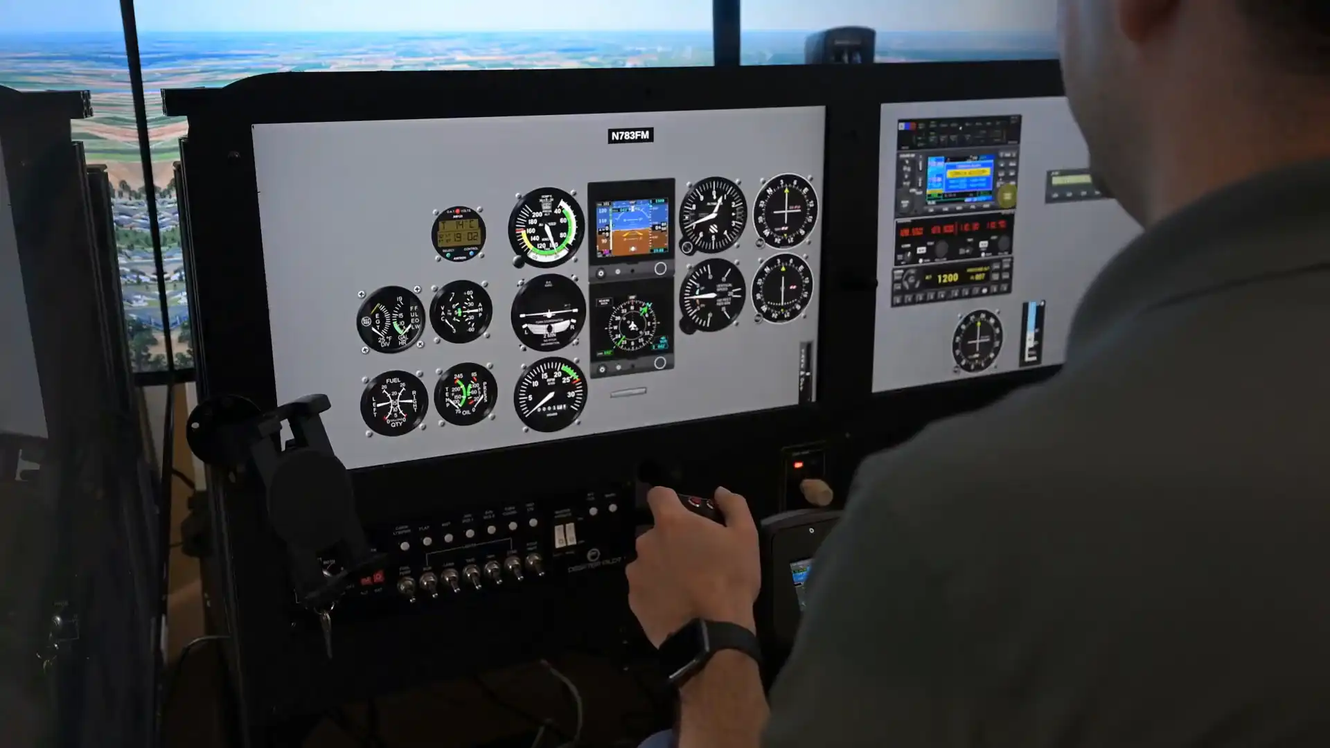 Licensed pilot practicing in the simulator at Solid Ground Aviation